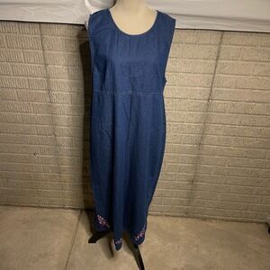 Time Out Womens Dark Blue‎ Sleeveless Maxi Vintage 90s Denim Dress Size Large
